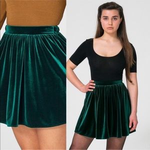 American Apparel Velvet Emerald Green Skirt